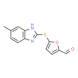 ChemSpider 2D Image | 5-[(6-Methyl-1H-benzimidazol-2-yl)sulfanyl]-2-furaldehyde | C13H10N2O2S