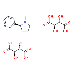 ChemSpider 2D Image | (2R,3S)-2,3-Dihydroxysuccinic acid - 3-[(2S)-1-methyl-2-pyrrolidinyl]pyridine (2:1) | C18H26N2O12