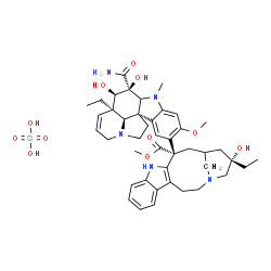 ChemSpider 2D Image | Methyl (13S,17S)-13-[(2xi,3beta,4beta,5alpha,12beta,19alpha)-3-carbamoyl-3,4-dihydroxy-16-methoxy-1-methyl-6,7-didehydroaspidospermidin-15-yl]-17-ethyl-17-hydroxy-1,11-diazatetracyclo[13.3.1.0~4,12~.0
~5,10~]nonadeca-4(12),5,7,9-tetraene-13-carboxylate sulfate (1:1) | C43H57N5O11S