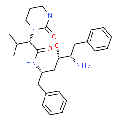 ChemSpider 2D Image | (S)-N-((2S,4S,5S)-5-AMINO-4-HYDROXY-1,6-DIPHENYLHEXAN-2-YL)-3-METHYL-2-(2-OXOTETRAHYDROPYRIMIDIN-1(2H)-YL)BUTANAMIDE | C27H38N4O3