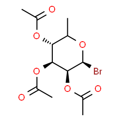 ChemSpider 2D Image | (5xi)-2,3,4-Tri-O-acetyl-6-deoxy-beta-D-lyxo-hexopyranosyl bromide | C12H17BrO7