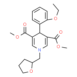 ChemSpider 2D Image | Dimethyl 4-(2-ethoxyphenyl)-1-(tetrahydro-2-furanylmethyl)-1,4-dihydro-3,5-pyridinedicarboxylate | C22H27NO6