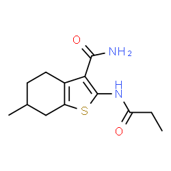 ChemSpider 2D Image | 6-methyl-2-propanamido-4,5,6,7-tetrahydro-1-benzothiophene-3-carboxamide | C13H18N2O2S