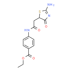 ChemSpider 2D Image | ethyl 4-{[(2-imino-4-oxo-1,3-thiazolidin-5-yl)acetyl]amino}benzoate | C14H15N3O4S