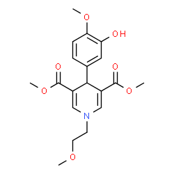 ChemSpider 2D Image | Dimethyl 4-(3-hydroxy-4-methoxyphenyl)-1-(2-methoxyethyl)-1,4-dihydro-3,5-pyridinedicarboxylate | C19H23NO7