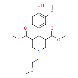 ChemSpider 2D Image | Dimethyl 4-(4-hydroxy-3-methoxyphenyl)-1-(2-methoxyethyl)-1,4-dihydro-3,5-pyridinedicarboxylate | C19H23NO7