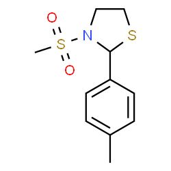 ChemSpider 2D Image | 3-Methanesulfonyl-2-p-tolyl-thiazolidine | C11H15NO2S2