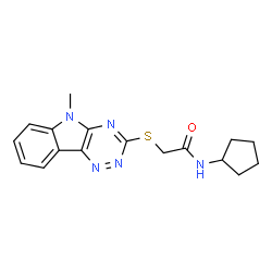 ChemSpider 2D Image | N-Cyclopentyl-2-[(5-methyl-5H-[1,2,4]triazino[5,6-b]indol-3-yl)sulfanyl]acetamide | C17H19N5OS