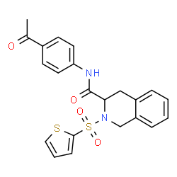 ChemSpider 2D Image | N-(4-Acetylphenyl)-2-(2-thienylsulfonyl)-1,2,3,4-tetrahydro-3-isoquinolinecarboxamide | C22H20N2O4S2