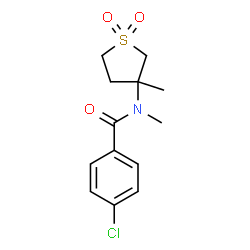 ChemSpider 2D Image | 4-Chloro-N-methyl-N-(3-methyl-1,1-dioxidotetrahydro-3-thiophenyl)benzamide | C13H16ClNO3S