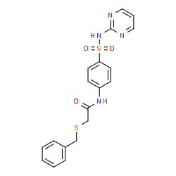 ChemSpider 2D Image | 2-(Benzylsulfanyl)-N-[4-(2-pyrimidinylsulfamoyl)phenyl]acetamide | C19H18N4O3S2