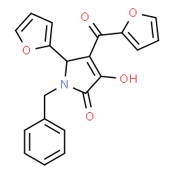 ChemSpider 2D Image | 1-Benzyl-4-(2-furoyl)-5-(2-furyl)-3-hydroxy-1,5-dihydro-2H-pyrrol-2-one | C20H15NO5