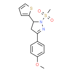 ChemSpider 2D Image | 3-(4-Methoxyphenyl)-1-(methylsulfonyl)-5-(2-thienyl)-4,5-dihydro-1H-pyrazole | C15H16N2O3S2