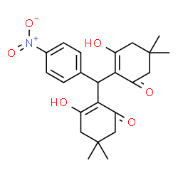 ChemSpider 2D Image | 2,2'-[(4-Nitrophenyl)methylene]bis(3-hydroxy-5,5-dimethyl-2-cyclohexen-1-one) | C23H27NO6
