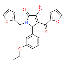 ChemSpider 2D Image | 5-(3-Ethoxyphenyl)-4-(2-furoyl)-1-(2-furylmethyl)-3-hydroxy-1,5-dihydro-2H-pyrrol-2-one | C22H19NO6