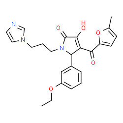 ChemSpider 2D Image | 5-(3-Ethoxyphenyl)-3-hydroxy-1-[3-(1H-imidazol-1-yl)propyl]-4-(5-methyl-2-furoyl)-1,5-dihydro-2H-pyrrol-2-one | C24H25N3O5