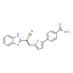 ChemSpider 2D Image | 4-{5-[2-(1H-Benzimidazol-2-yl)-2-cyanovinyl]-2-furyl}benzamide | C21H14N4O2