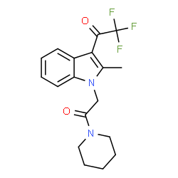ChemSpider 2D Image | 2,2,2-Trifluoro-1-{2-methyl-1-[2-oxo-2-(1-piperidinyl)ethyl]-1H-indol-3-yl}ethanone | C18H19F3N2O2