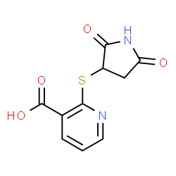 ChemSpider 2D Image | 2-[(2,5-Dioxo-3-pyrrolidinyl)sulfanyl]nicotinic acid | C10H8N2O4S