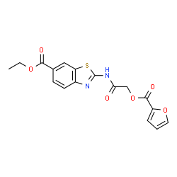ChemSpider 2D Image | Ethyl 2-{[(2-furoyloxy)acetyl]amino}-1,3-benzothiazole-6-carboxylate | C17H14N2O6S