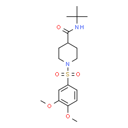 ChemSpider 2D Image | 1-[(3,4-Dimethoxyphenyl)sulfonyl]-N-(2-methyl-2-propanyl)-4-piperidinecarboxamide | C18H28N2O5S