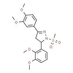 ChemSpider 2D Image | 5-(2,3-Dimethoxyphenyl)-3-(3,4-dimethoxyphenyl)-1-(methylsulfonyl)-4,5-dihydro-1H-pyrazole | C20H24N2O6S