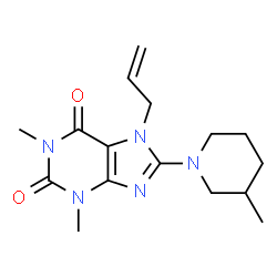 ChemSpider 2D Image | 7-Allyl-1,3-dimethyl-8-(3-methyl-piperidin-1-yl)-3,7-dihydro-purine-2,6-dione | C16H23N5O2