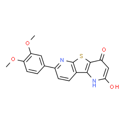ChemSpider 2D Image | 7-(3,4-Dimethoxyphenyl)-2-hydroxypyrido[2',3':4,5]thieno[2,3-b]pyridin-4(1H)-one | C18H14N2O4S