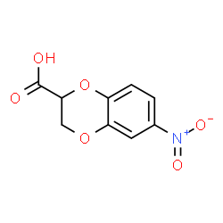 ChemSpider 2D Image | 6-Nitro-2,3-dihydro-1,4-benzodioxine-2-carboxylic acid | C9H7NO6