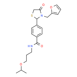 ChemSpider 2D Image | 4-[3-(2-Furylmethyl)-4-oxo-1,3-thiazolidin-2-yl]-N-(3-isopropoxypropyl)benzamide | C21H26N2O4S