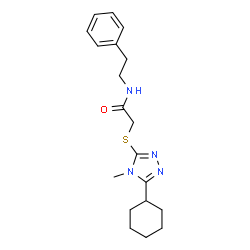 ChemSpider 2D Image | 2-[(5-Cyclohexyl-4-methyl-4H-1,2,4-triazol-3-yl)sulfanyl]-N-(2-phenylethyl)acetamide | C19H26N4OS