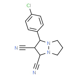 ChemSpider 2D Image | 3-(4-Chlorophenyl)tetrahydro-1H,5H-pyrazolo[1,2-a]pyrazole-1,2-dicarbonitrile | C14H13ClN4