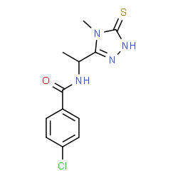 ChemSpider 2D Image | 4-chloro-N-[1-(4-methyl-5-sulfanyl-4H-1,2,4-triazol-3-yl)ethyl]benzamide | C12H13ClN4OS