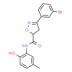 ChemSpider 2D Image | 3-(3-Bromophenyl)-N-(2-hydroxy-5-methylphenyl)-4,5-dihydro-1,2-oxazole-5-carboxamide | C17H15BrN2O3