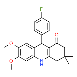 ChemSpider 2D Image | 9-(4-Fluorophenyl)-6,7-dimethoxy-3,3-dimethyl-3,4,9,10-tetrahydro-1(2H)-acridinone | C23H24FNO3