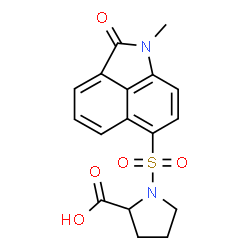 ChemSpider 2D Image | 1-[(1-Methyl-2-oxo-1,2-dihydrobenzo[cd]indol-6-yl)sulfonyl]proline | C17H16N2O5S