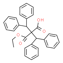 ChemSpider 2D Image | 2,2-Bis(diphenylmethyl)-3-ethoxy-3-oxopropanoic acid | C31H28O4