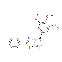 ChemSpider 2D Image | 6-p-Tolyl-3-(3,4,5-trimethoxy-phenyl)-[1,2,4]triazolo[3,4-b][1,3,4]thiadiazole | C19H18N4O3S