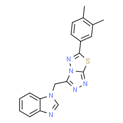 ChemSpider 2D Image | 1-{[6-(3,4-Dimethylphenyl)[1,2,4]triazolo[3,4-b][1,3,4]thiadiazol-3-yl]methyl}-1H-benzimidazole | C19H16N6S