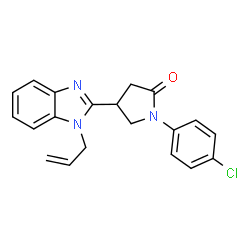 ChemSpider 2D Image | 4-(1-Allyl-1H-benzimidazol-2-yl)-1-(4-chlorophenyl)-2-pyrrolidinone | C20H18ClN3O