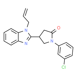 ChemSpider 2D Image | 4-(1-Allyl-1H-benzimidazol-2-yl)-1-(3-chlorophenyl)-2-pyrrolidinone | C20H18ClN3O
