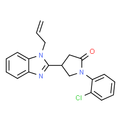 ChemSpider 2D Image | 4-(1-Allyl-1H-benzimidazol-2-yl)-1-(2-chlorophenyl)-2-pyrrolidinone | C20H18ClN3O
