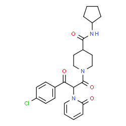 ChemSpider 2D Image | 1-[3-(4-Chlorophenyl)-3-oxo-2-(2-oxo-1(2H)-pyridinyl)propanoyl]-N-cyclopentyl-4-piperidinecarboxamide | C25H28ClN3O4