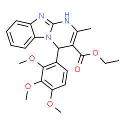 ChemSpider 2D Image | Ethyl 2-methyl-4-(2,3,4-trimethoxyphenyl)-1,4-dihydropyrimido[1,2-a]benzimidazole-3-carboxylate | C23H25N3O5
