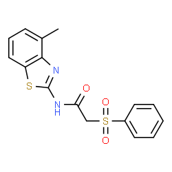 ChemSpider 2D Image | N-(4-Methyl-1,3-benzothiazol-2-yl)-2-(phenylsulfonyl)acetamide | C16H14N2O3S2