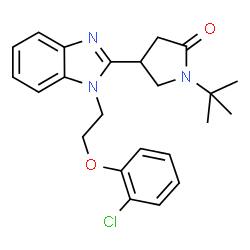 ChemSpider 2D Image | 4-{1-[2-(2-Chlorophenoxy)ethyl]-1H-benzimidazol-2-yl}-1-(2-methyl-2-propanyl)-2-pyrrolidinone | C23H26ClN3O2