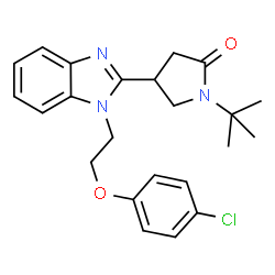 ChemSpider 2D Image | 4-{1-[2-(4-Chlorophenoxy)ethyl]-1H-benzimidazol-2-yl}-1-(2-methyl-2-propanyl)-2-pyrrolidinone | C23H26ClN3O2