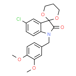 ChemSpider 2D Image | 5'-Chloro-1'-(3,4-dimethoxybenzyl)spiro[1,3-dioxane-2,3'-indol]-2'(1'H)-one | C20H20ClNO5