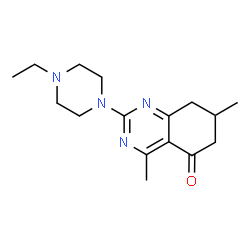 ChemSpider 2D Image | 2-(4-Ethyl-1-piperazinyl)-4,7-dimethyl-7,8-dihydro-5(6H)-quinazolinone | C16H24N4O