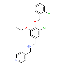 ChemSpider 2D Image | 1-{3-Chloro-4-[(2-chlorobenzyl)oxy]-5-ethoxyphenyl}-N-(4-pyridinylmethyl)methanamine | C22H22Cl2N2O2
